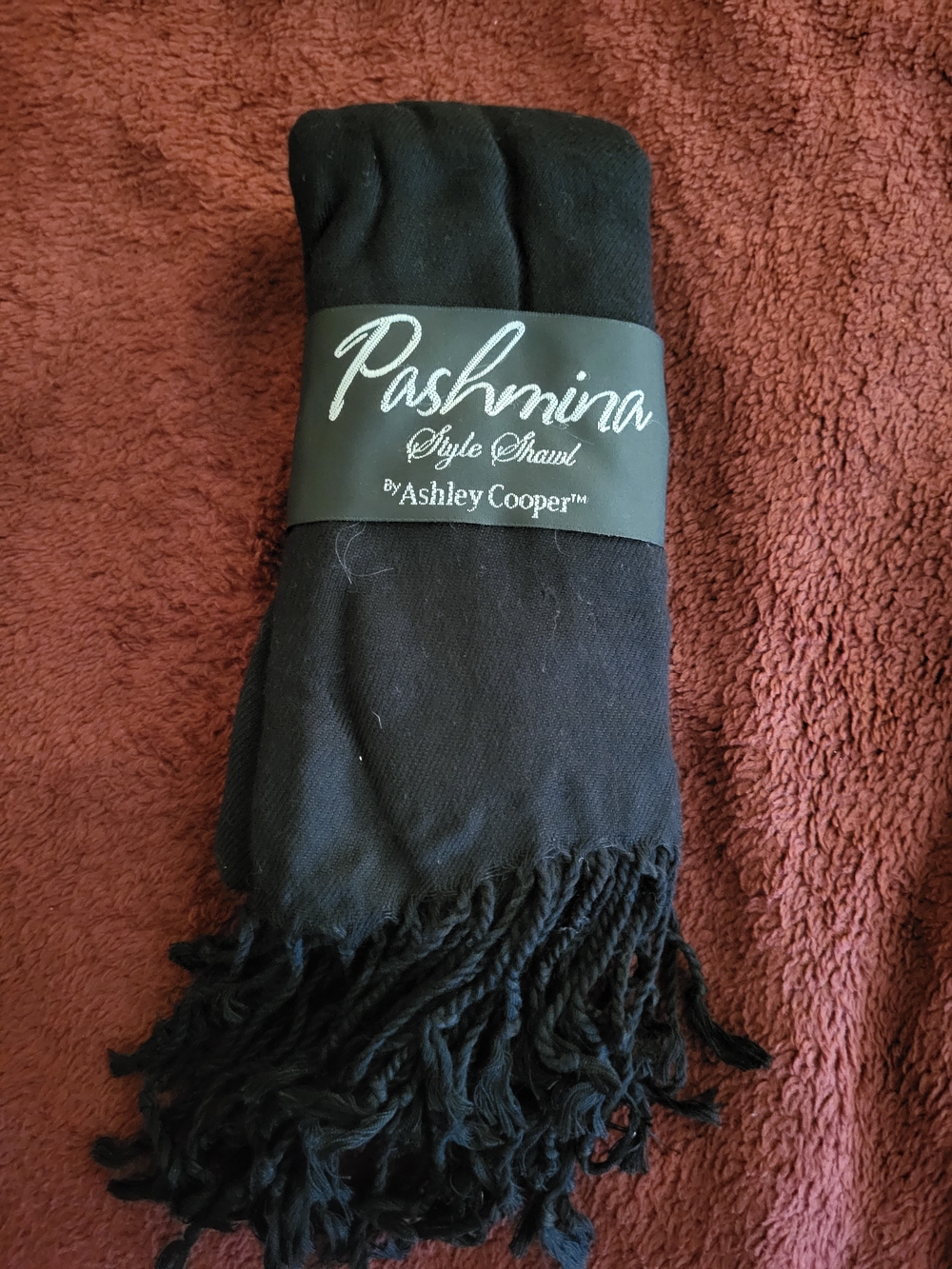 Ashley Cooper Black Pashmina-Style Fringe Shawl